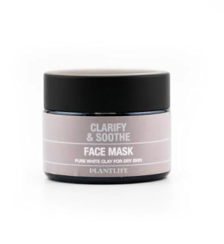 قناع Plantlife Clarify & Soothe للوجه بالطين الوردي، قناع للعناية بالبشرة والتحكم في الزيوت وتنقية المسام، وتنشيط بشرتك الحساسة والعناية بها - امزجه بالماء أو الزيت العطري
