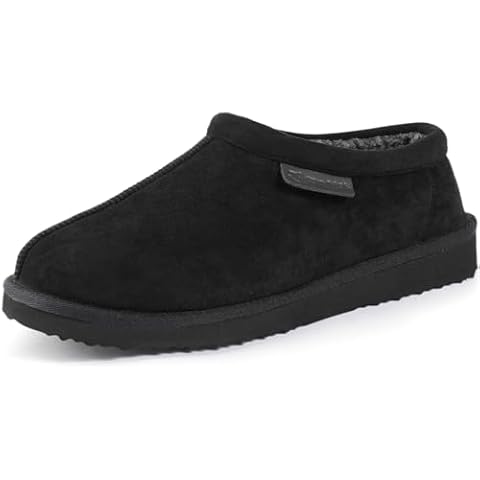 Zigzagger Men's Norman Suede House Shoes Slippers Indoor Outdoor (Black, Size 11) Cover