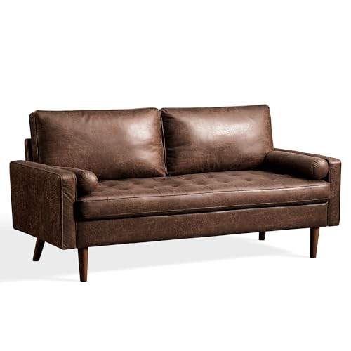 ovios 70' Loveseat Sofa Couch, Mid Century Modern Sofas, Dark Brown