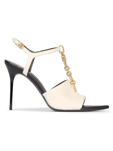 95MM Chain-Link & Leather T-Strap Sandals