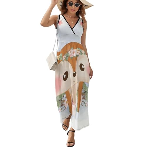 Robe maxi col V décontractée et fluide pour femme adepte du style bohème