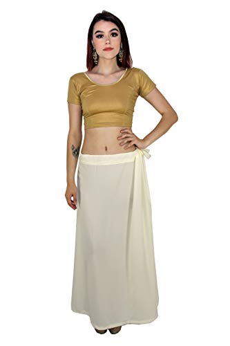 Sari Petticoat Stitched Saree Petticoat Adjustable Waist Sari Skirt (Natural)