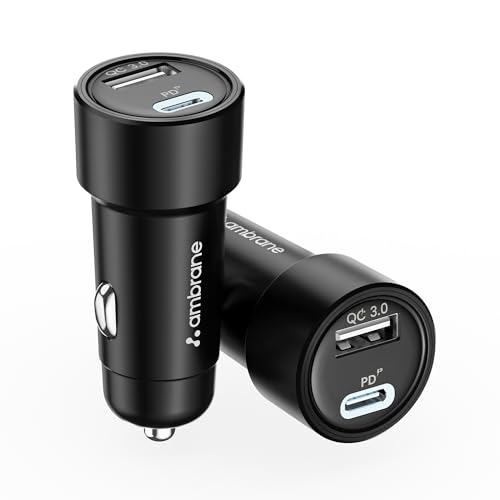 Ambrane 51W Fast Charging Car Charger, Dual Output 33W Type C PD ...