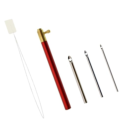 HOMSFOU 1 Set DIY Embroidery Punch Needle Tool with Ergonomic Handle Replacement Needles for Comfortable Stitching for Beginners Crafting with Friends