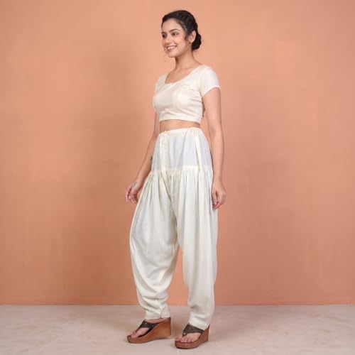 Image of FASHION GALLERY Women's Rayon Relaxed Fit Patiala Salwar with Full Length Drawstring Closure Type and Flexible Waist | Patiala Pant for Woman Free Size Fit Upto XXL