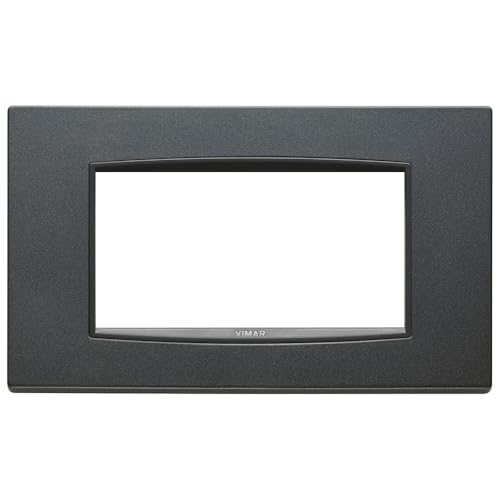 Resistente e affidabile Vimar 20654.15 Placca Classic 4 Moduli, Metallo Verniciato Bright e Cornice Grigia, Antracite Matt