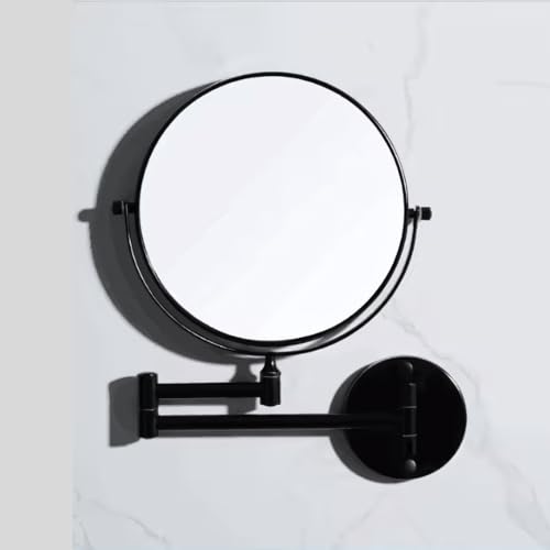 Image of Make Up Mirror /Shaving Mirror /Zoom Mirror for Bathroom /Brass Two-Sided 360 Swivel /Magnifying Mirror with Adjustable Frame (8 Inches /Black)