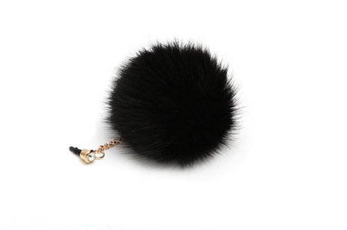 Pompon Ball,Vandot Anti Dust Plug Earphone Cap Jack Headphone Port Stopper Caps for Smartphones Tablet with 3.5mm Headphone Ports Black