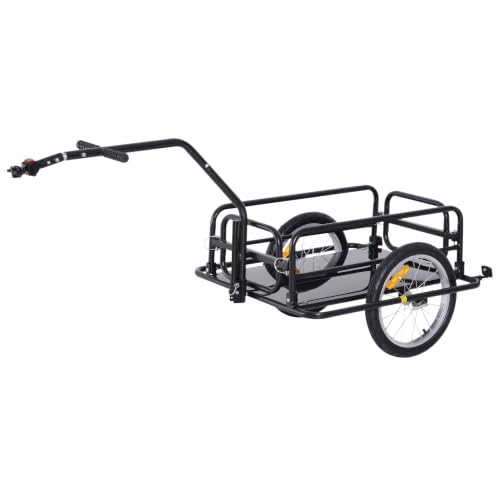 HOMCOM Fahrradanhänger Klappbar Lastenanhänger mit Kupplung Kuppler & Reflektoren Transportwagen bis 40 kg belastbar Transportanhänger Anhänger für Camping Einkaufen Umzug 155 x 71,5 x 77 cm