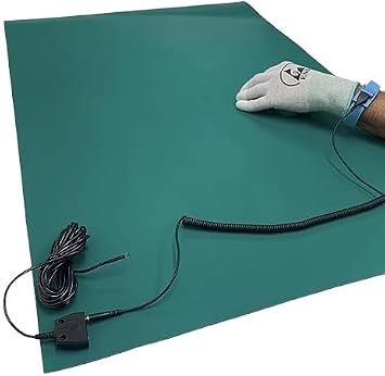 Anti Static Mat - ESD Table Mat - Soldering, Electronic Cellphone, Computer Repair, PC Building - with Wrist Strap, and Grounding Kit - Green 2 x 3 24" x 36"