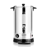 Geepas Electric Catering Urn, 1650W Instant Hot Water Boiler Dispenser - Tea Urn Kettle Home Brewing Commercial or Office Use with Keep Warm- Easy Pour Tap, 20 Litre, Stainless Steel – 2 Year Warranty