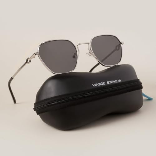 Image of Voyage UV Protected Square Women Sunglasses - (Brown Lens | Golden Frame) (Black) (Small)