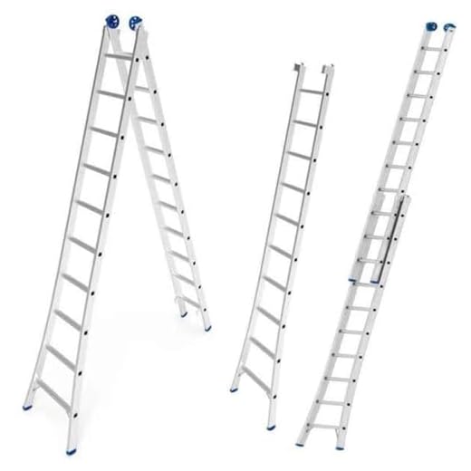 EVALD Escada de Alumínio Extensiva 2 x 10 Degraus 3.09 x 5.05 Metros