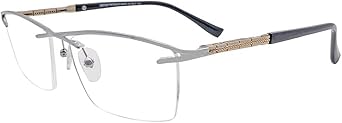 RSINC Unisex Half Rim Metal Frame/Eyeglass/Spectacle/Optical for Men and Women, Modern, Business, Collage, Fashion, School, Sports EM Silver Gold Black - 120334J 02 53-17-138 | BR 5