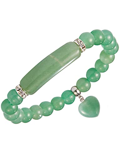 Aooh Natural Gemstone Healing Bracelet 0.31 Inch Stone Beads Chakra Crystal Heart Energy Stretchy Handmade Jewelry Women Men Girls Gifts… (Green Aventurine) #TOP22