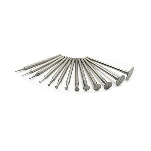 Luo ke 13 Pcs T Shape Diamond Burr - 3/32'' Shank Channel Cutting Burs Diamond Mounted Stone Carving Burr for Rotary Tools Includes Dremel