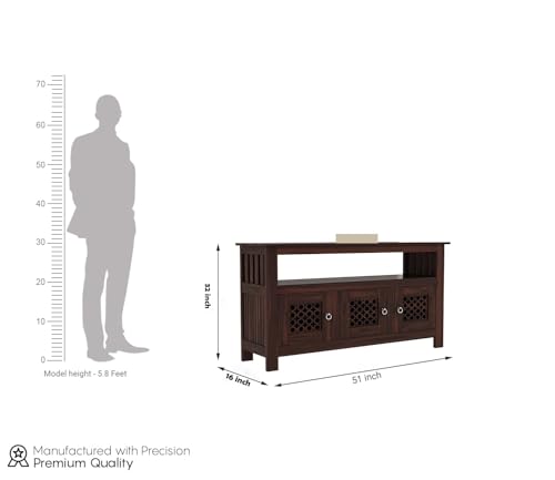 Image of Wooden Sideboard Cabinet with Storage Doors | Modern Console Table for Living Room, Dining Room & Entryway | Multipurpose Buffet Cabinet (Walnut Finish)