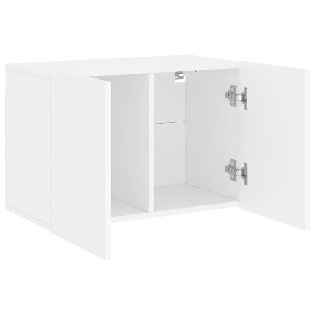 Mobile da parete per TV, bianco, in legno, 60 x 30 x 41 cm, salvaspazio e sospeso, con spazio per soggiorno, camera da letto, home theater, ricevitore HiFi e soundbar