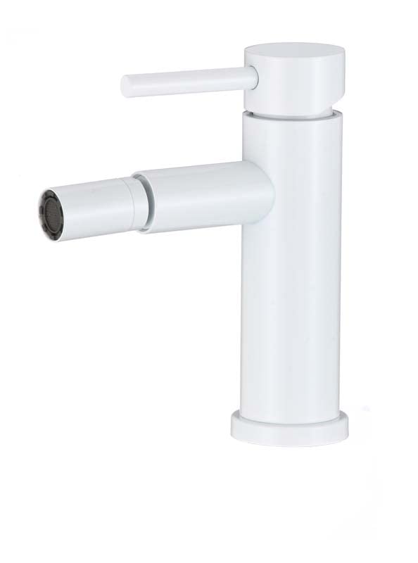 VALAZ Grifo de bide monomando redondo blanco con caño curvo mezclador agua fría y caliente de latón Serie Jabalon