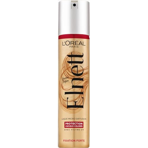 L'Oréal Paris - Laque Fixation Forte - Tenue Longue Durée 48H Indétectable - Nouvelle Formule Pour Cheveux Colorés - Enrichi en Filtres UV - Elnett Satin -...