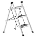 Telescopic Ladders XIAOR Jodełka domowa składana 3-stopniowa drabinka, wielofunkcyjny metalowy żelazny stołek schodkowy, szeroki duży stojak na pedały, do przedmiotów na miejsce odpoczynku (kolor: biały)