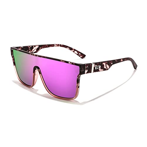 Image of FEISEDY Sunglasses for Women Men, Fashion Mirrored Single Lens Shades | 80s Rave Neon Oversized Sun Glasses, Driving Beach UV400 Sunnies B2996