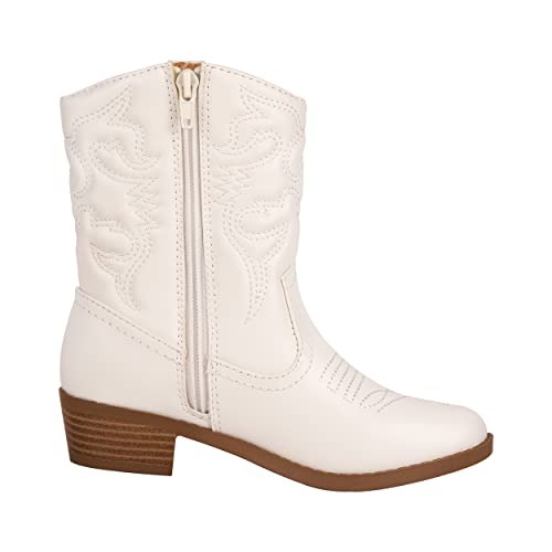 ~ Andie ~ Kids Western Cowboy Stitched Pointe Toe Low Heel Ankle Mid Shaft Fashion Girls Boys Unisex Boots Children2