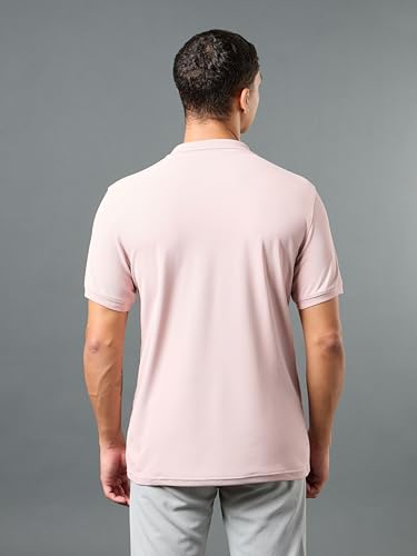 Image of TECHNOSPORT Men's Solid Slim Fit Polo Collar T-Shirt MATPIQ Half Sleeve Button Polyester for Gym Running Workout UPF50+ Anti Odour