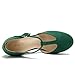 Women's T-Strap Mary Jane Pumps, Chunky Heel, Vintage Style, Cut Out, 3.54 Inch Round Toe Dress Shoes Suede Green US 9