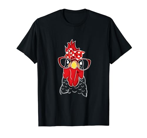 Divertida gallina gallina con bandana para mujeres y hombres Camiseta