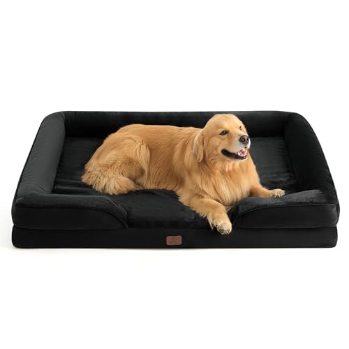 Image of Bedsure XXL Orthopedic Dog Bed for Extra Large Dogs - Washable Giant Dog Cat Bed Waterproof, Comfort Dogs Couch Sofa with Washable Removable Cover, Pet Bed with Nonskid Bottom, Black, 52 inch