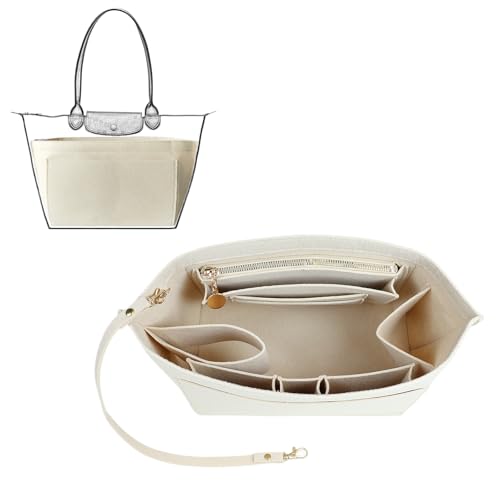 Bolsa organizadora feminina Longchamp para bolsa de campeão longa Le Pliage organizador médio 030bege-M