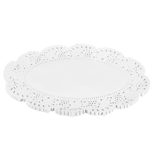 QUARKZMAN 100Pcs Napperons En Papier Dentelle Blanche 6,5 X 9 Pouces Napperons Ovales En Papier Pour Mariage, Anniversaire, Goûter