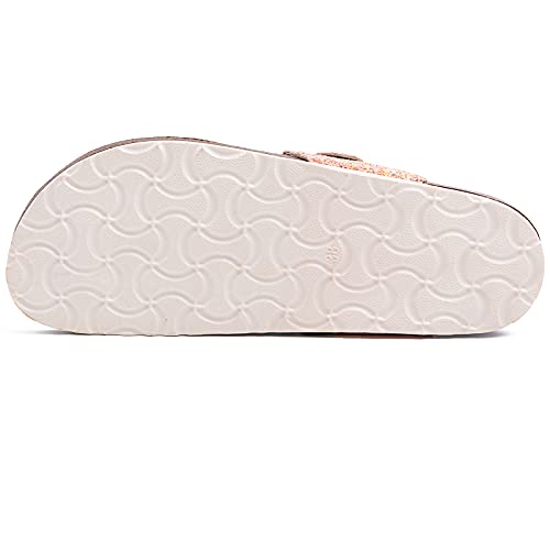 Techcity Women'S Cork Footbed Slides Comfort Flat Sandals Adjustable Summer Slip On Slides Leather Flip Flops thumb #6