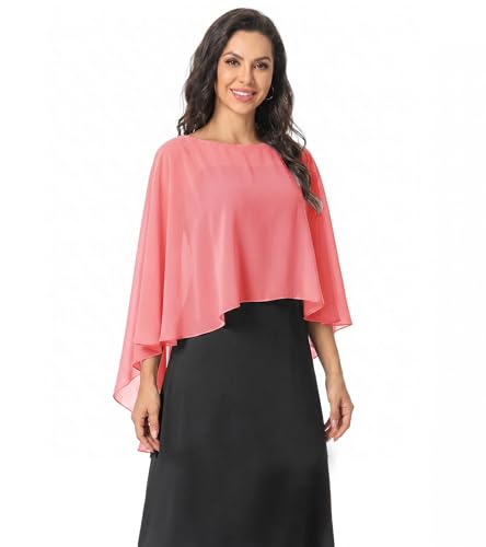 Image of Baoqiya Chiffon Capes Sheer Capelets Long Cape Poncho For Women Plus Size