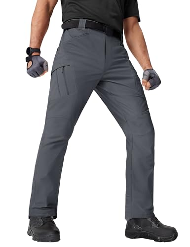 TACVASEN Work Pants for Men Construction Lightweight Quick Dry Hiking Tactical Pants Waterproof Stretch Cargo Trousers with Pockets Gray 34