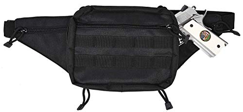 Garrison Grip Concealed Carry 5 Compartment Durable Black Canvas Waist Fanny Pack