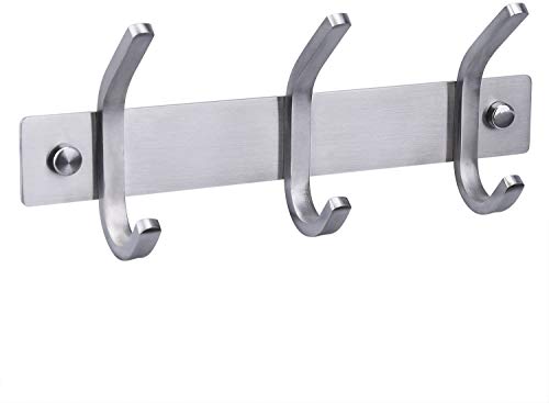 IXMLDAXD Coat rack， Coat Rack Wall MountedStainless Steel Double Row Hooks Hanger for Clothes Hats Robs Towels -3
