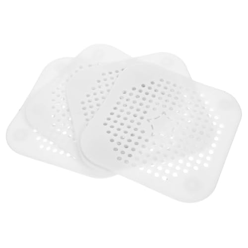 Zerodeko Cubierta de Drenaje Cuadrada de Silicona de Color Claro para Fregadero de Cocina, Recogedor de Pelos Antiobstrucción, 4 Piezas, Filtro de Desagüe para Baño y Cocina, Accesorio