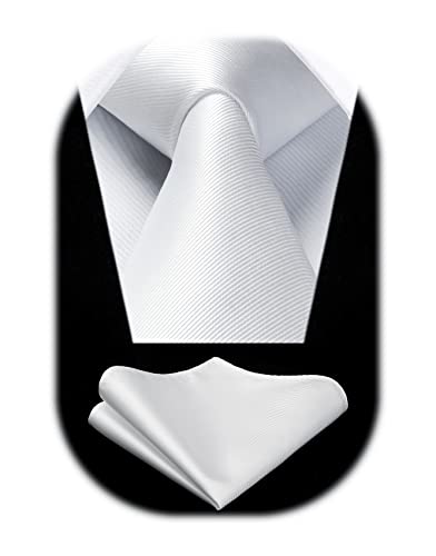 Image of HISDERN Mens Ties Solid Color Ties for Men Formal Necktie with Pocket Square Set Satin Silk Neck Tie Handkerchiefs Set