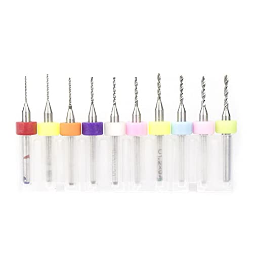 Luosfuh 10Pcs Micro Forets 0.2mm Alliage de Tungstène PCB Pointe Outil Rotatif pour la Gravure CNC Bijoux Circuit Board (0.1mm à 3mm Spécifications Complètes) Cover