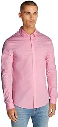 Tommy Jeans Camisa Hombre Original Stretch Shirt Slim Fit, Rosa (Pink Sugar), XXL