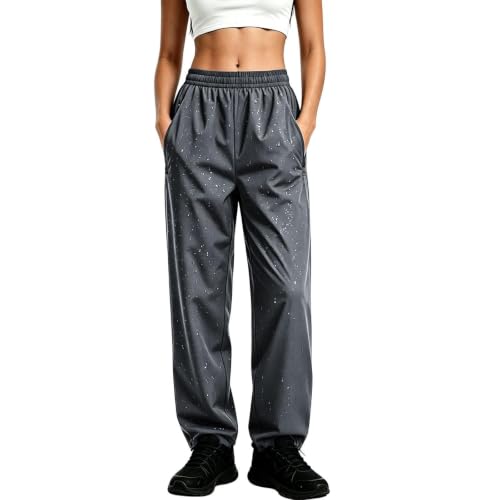 Pantalon de jogging baggy femme avec fermeture éclair et poches au tissu coupe-vent