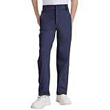 Dreammonkey Toddler to Youth Boys Golf Pants, Quick Dry Stretch Performance Dress Pants | School Uniform Flat Front Slacks (Navy Blue 10 Years)