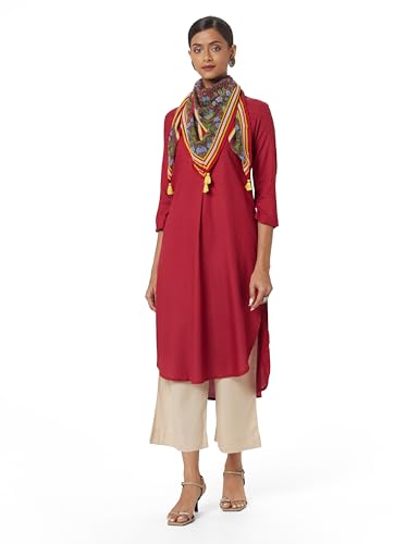 Image of BIBA Women Rayon Straight Solid Suit Set