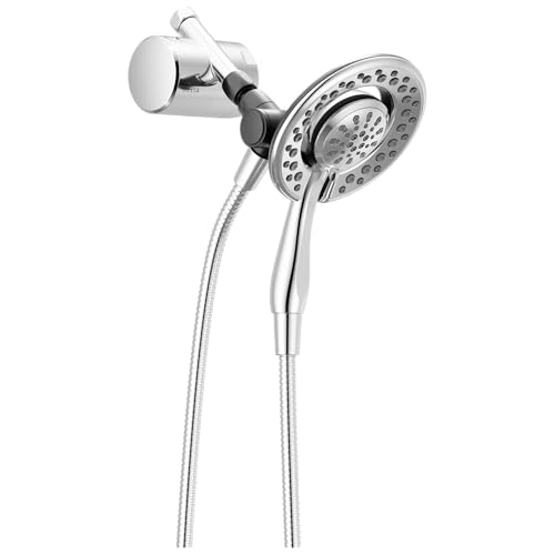 Delta Faucet 4-Setting In2ition 2-in-1 Dual Shower Head with Clarifi Standard Shower Filter Attachment and Filter, Chrome Shower Head with Filter, Filtered Shower Head, Chrome 7SF110B