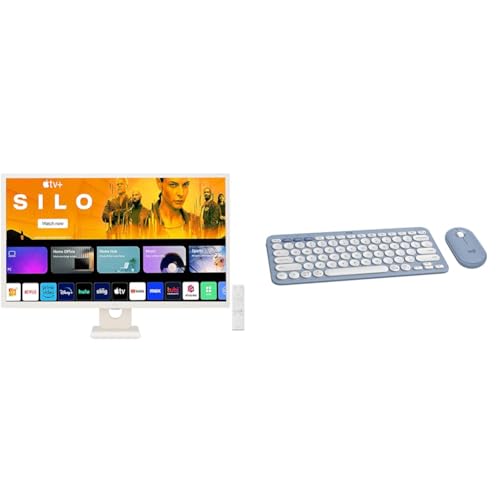 Image of LG 32SR50F Smart Monitor (32 inch, 80cm), FHD IPS Display (1920 x 1080) with webOS, Work & Play Smarter, ThinQ Home Dashboard, AirPlay 2, Screen Share + Logitech Pebble 2 Combo Wireless Keyboard and Mouse