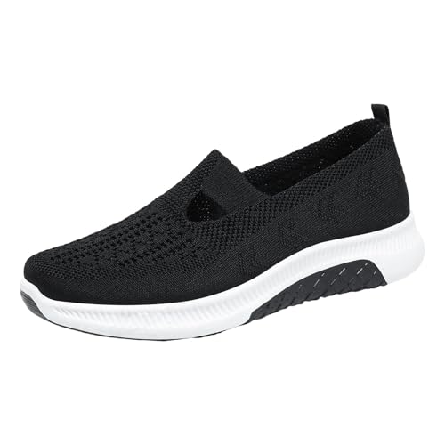 Zapatos Casuales Femeninos sin Cordones de Malla Transpirable con Antideslizante para Caminar cómodamente y Ligeros (Black, 41)