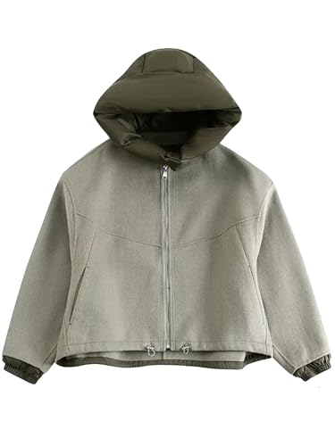 Women Vintage Chic Zipper Hooded Warm Outwears With Pockets