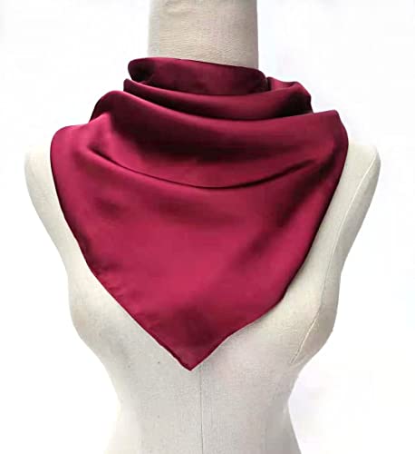pure color square scarf head scarf neckerchief for Women 27 by 27 Inch (wine)3